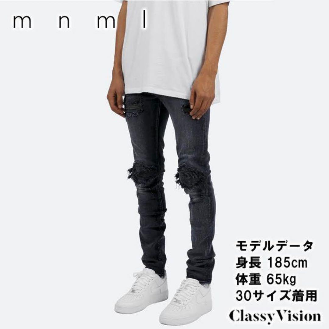 eyden着用色違いmnml X162 バイカーパッチストレッチデニムパンツ29 eyden着用色違い!mnml X162 バイカーパッチスキニーデニムパンツ