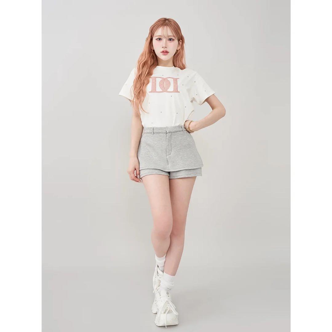 新品タグ付き ダーリッチ ブラック キルティングアップリケビジューTシャツ F