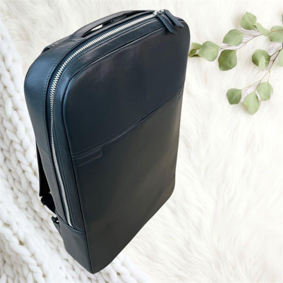 新品✨️ビジネスレザーファクトリー スリムバックパック 2WAY 緑黒