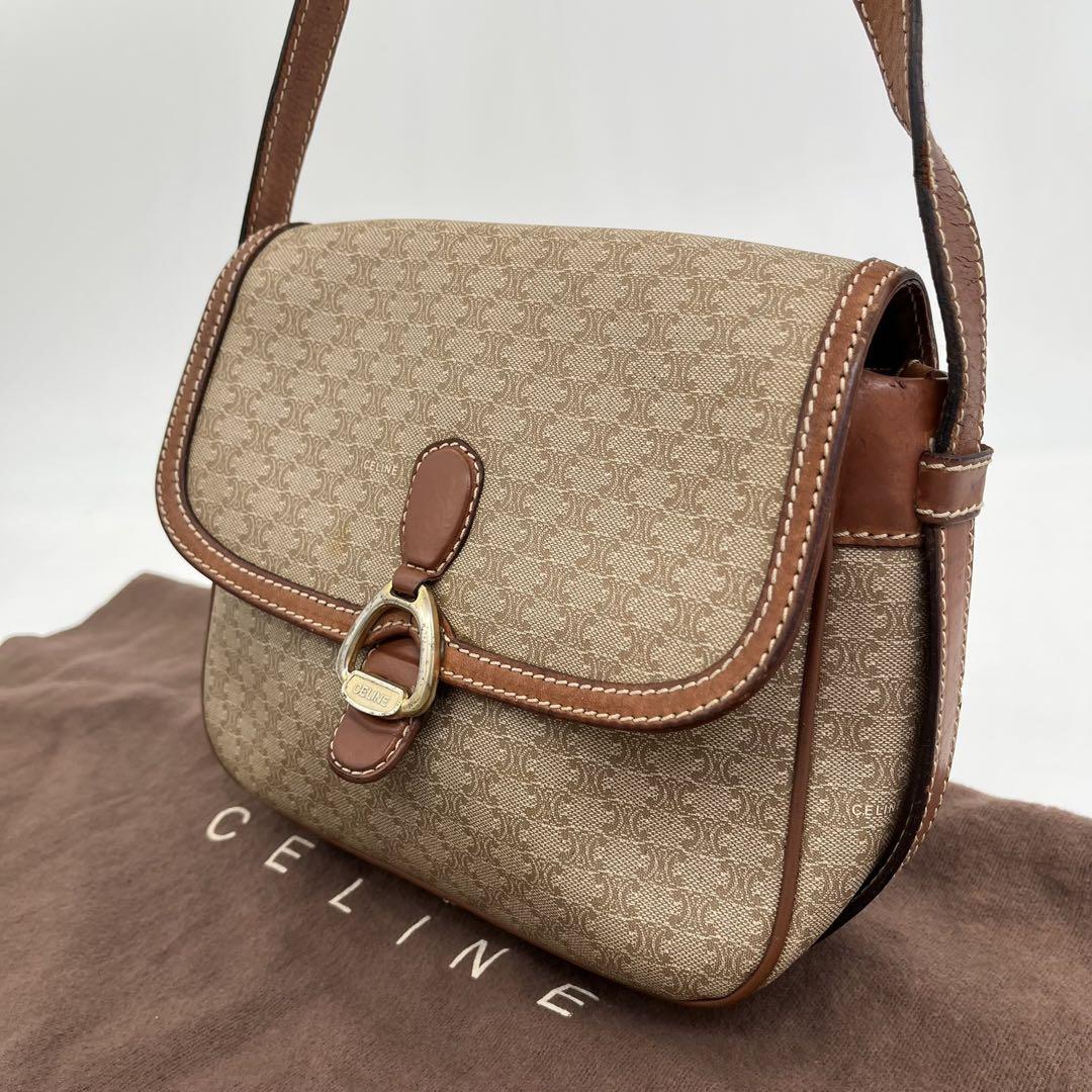 CELINE ショルダーバッグ 斜めがけ ホワイトマカダム柄