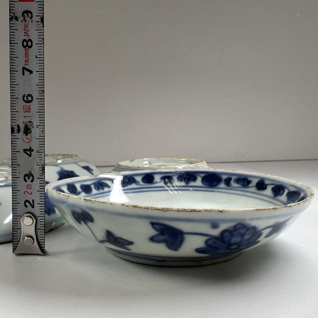 中国明時代　古染付人物画皿4枚　幅約10.5㎝　東Y7-0603⭐︎2F
