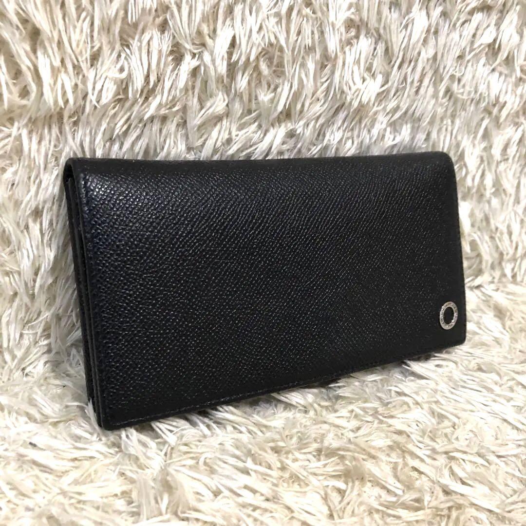 未使用級✨ブルガリ　二つ折り 長財布　レザー  ブラック　メンズ