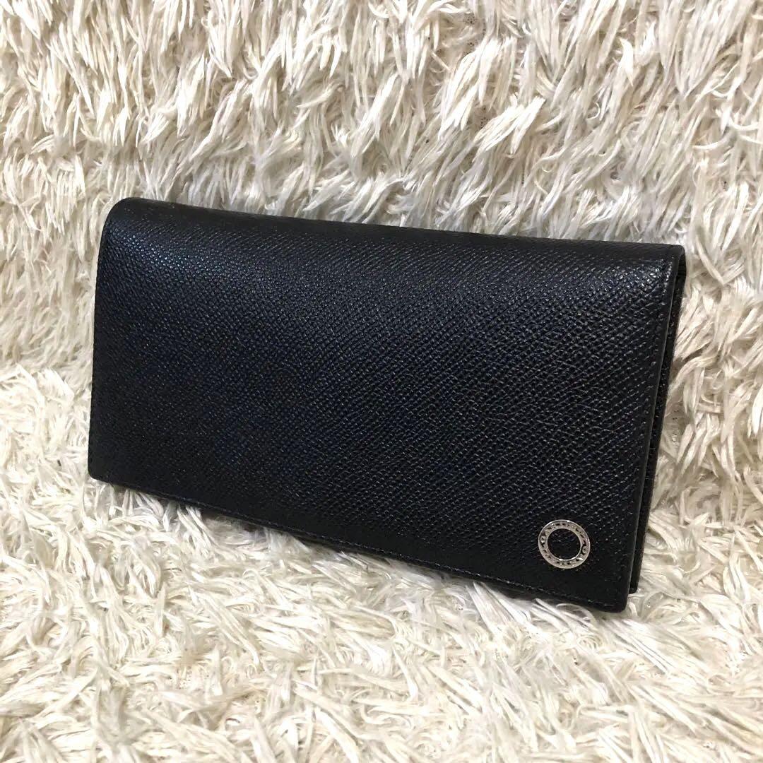 未使用級✨ブルガリ　二つ折り 長財布　レザー  ブラック　メンズ