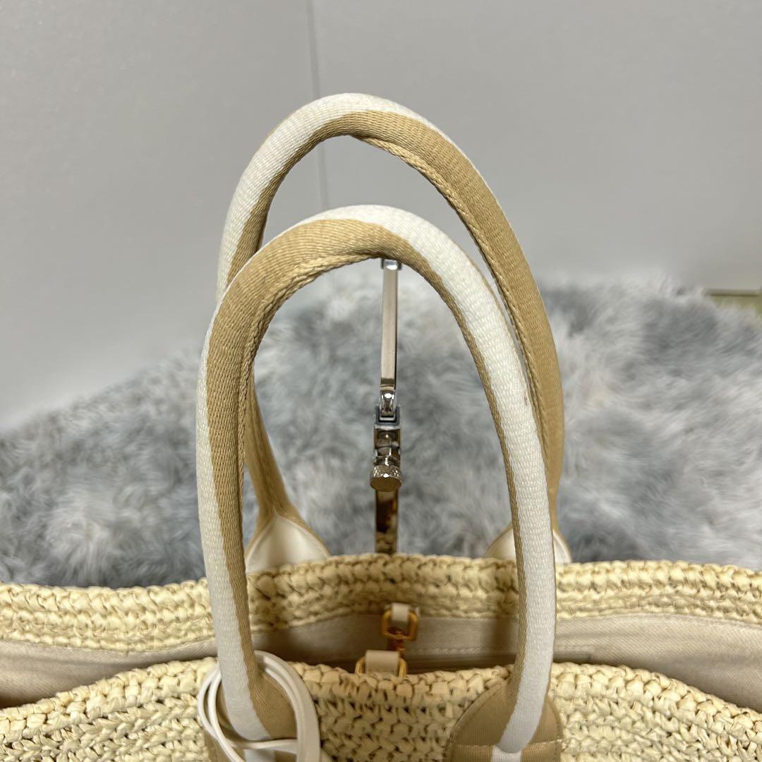【未使用】CHARLES & KEITHカゴバッグ ホワイト×ベージュ A4可