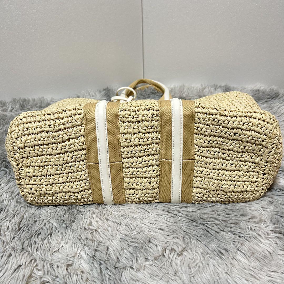 【未使用】CHARLES & KEITHカゴバッグ ホワイト×ベージュ A4可