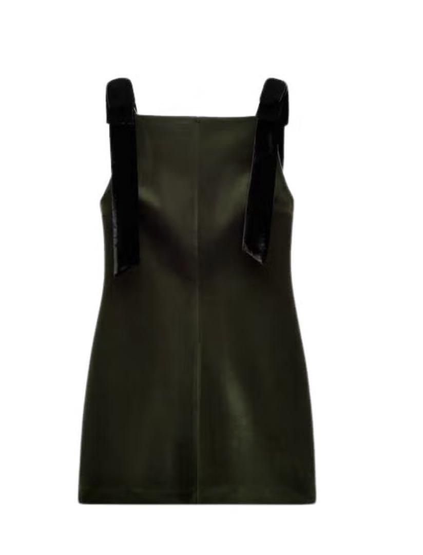 ZARA リボン付きベルベットワンピース XS