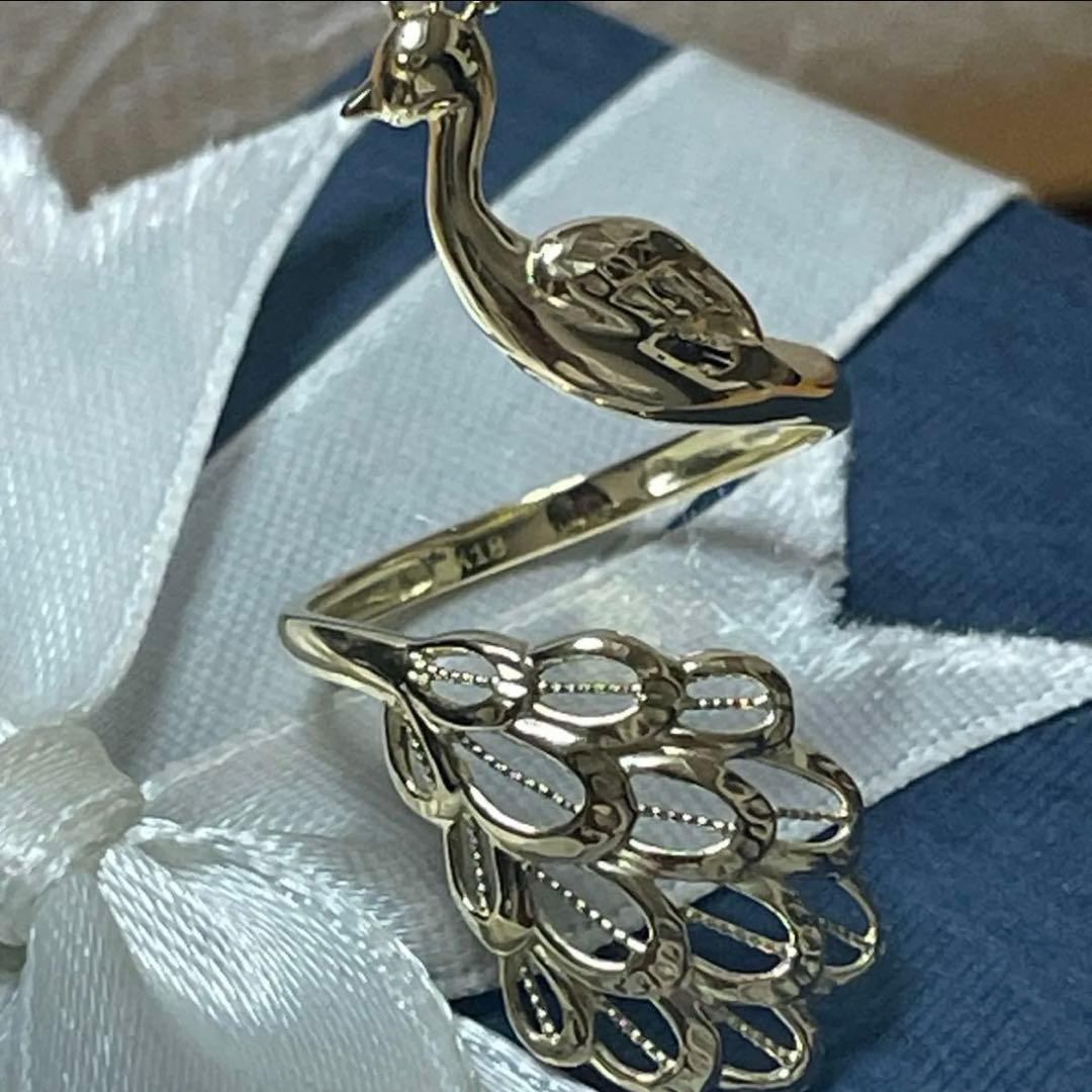 K18イエローゴールドオープン孔雀リング9号〜11号 K18イエローゴールドオープン孔雀リング9号〜11号