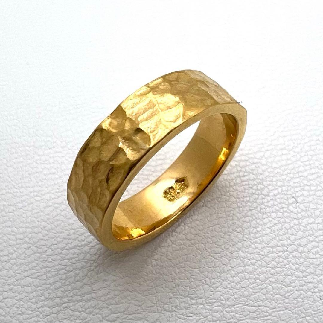 K24純金リング 槌目　幅5.2㎜　厚さ1.7㎜ 12号9.6 g