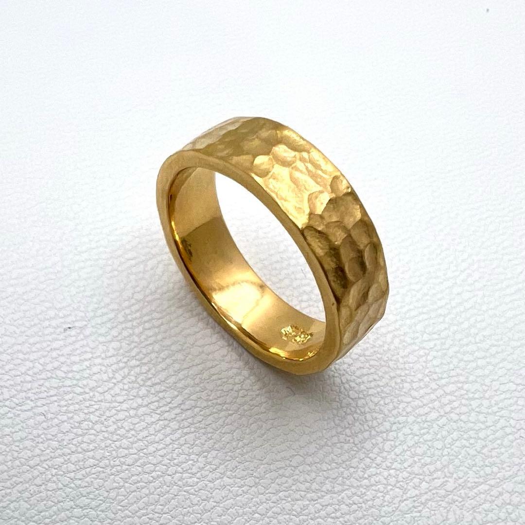 K24純金リング 槌目　幅5.2㎜　厚さ1.7㎜ 12号9.6 g