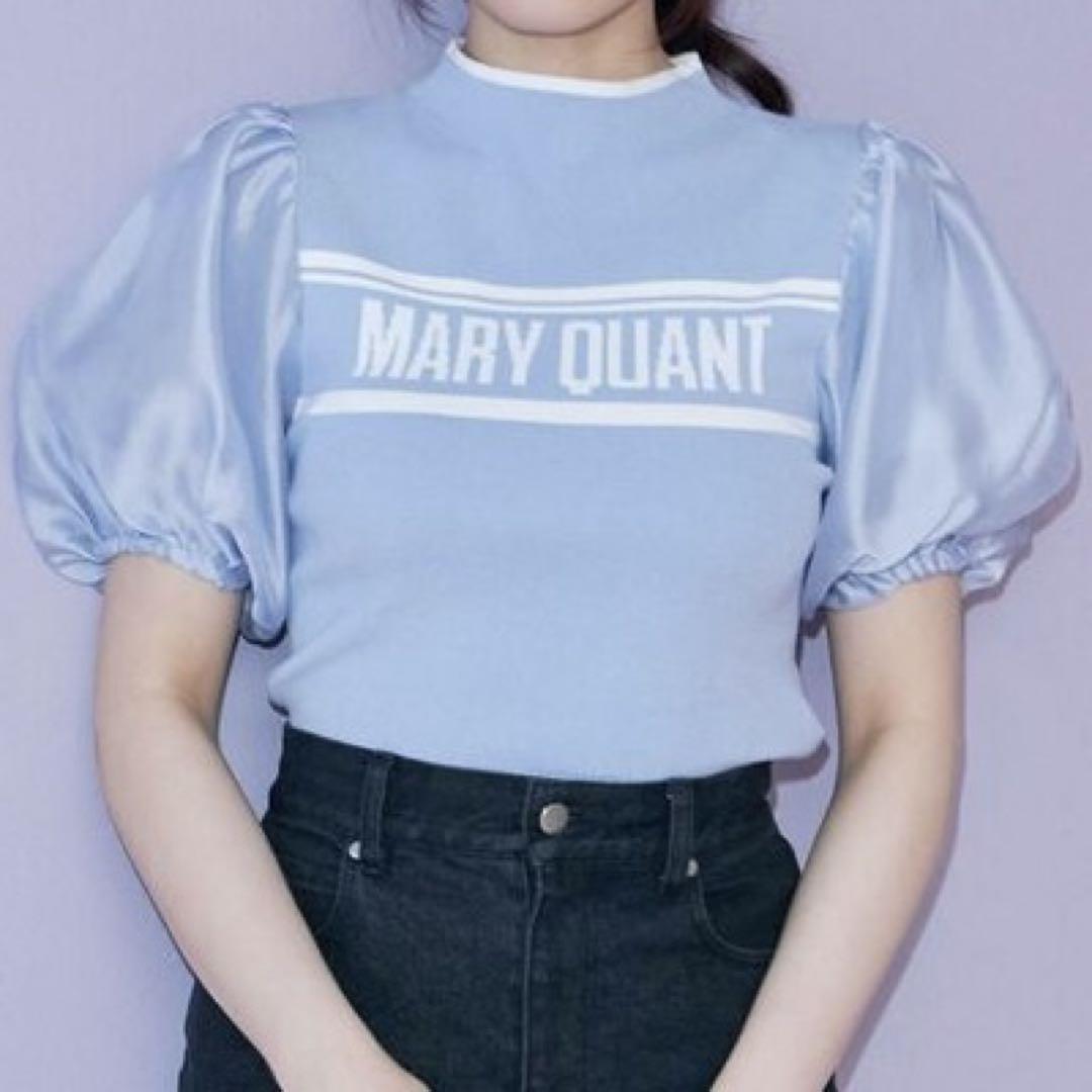 MARY QUANTコラボ】異素材パフスリーブニット ブルー - メルカリ
