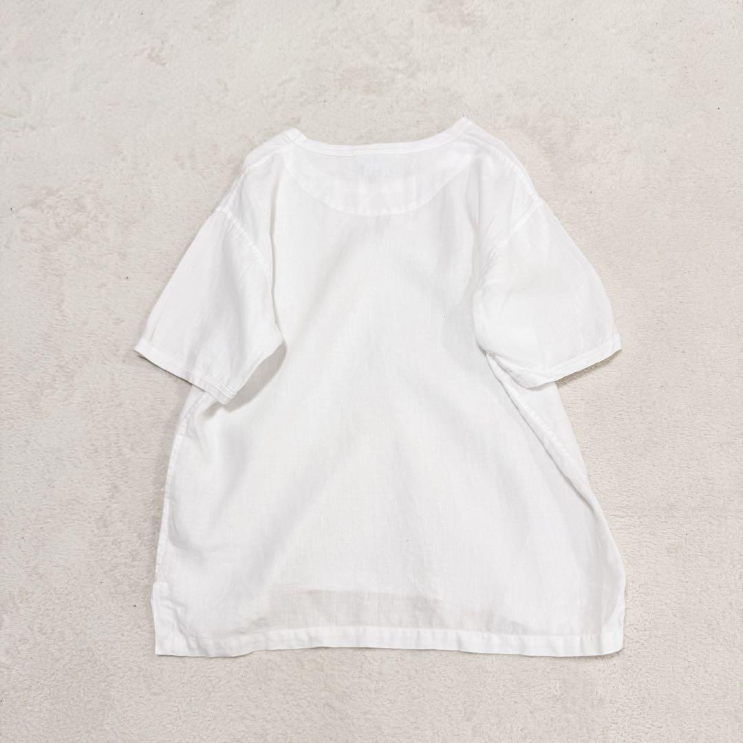 極美品 マーガレットハウエル リネン 半袖 Tシャツ ホワイト S ゆったり感