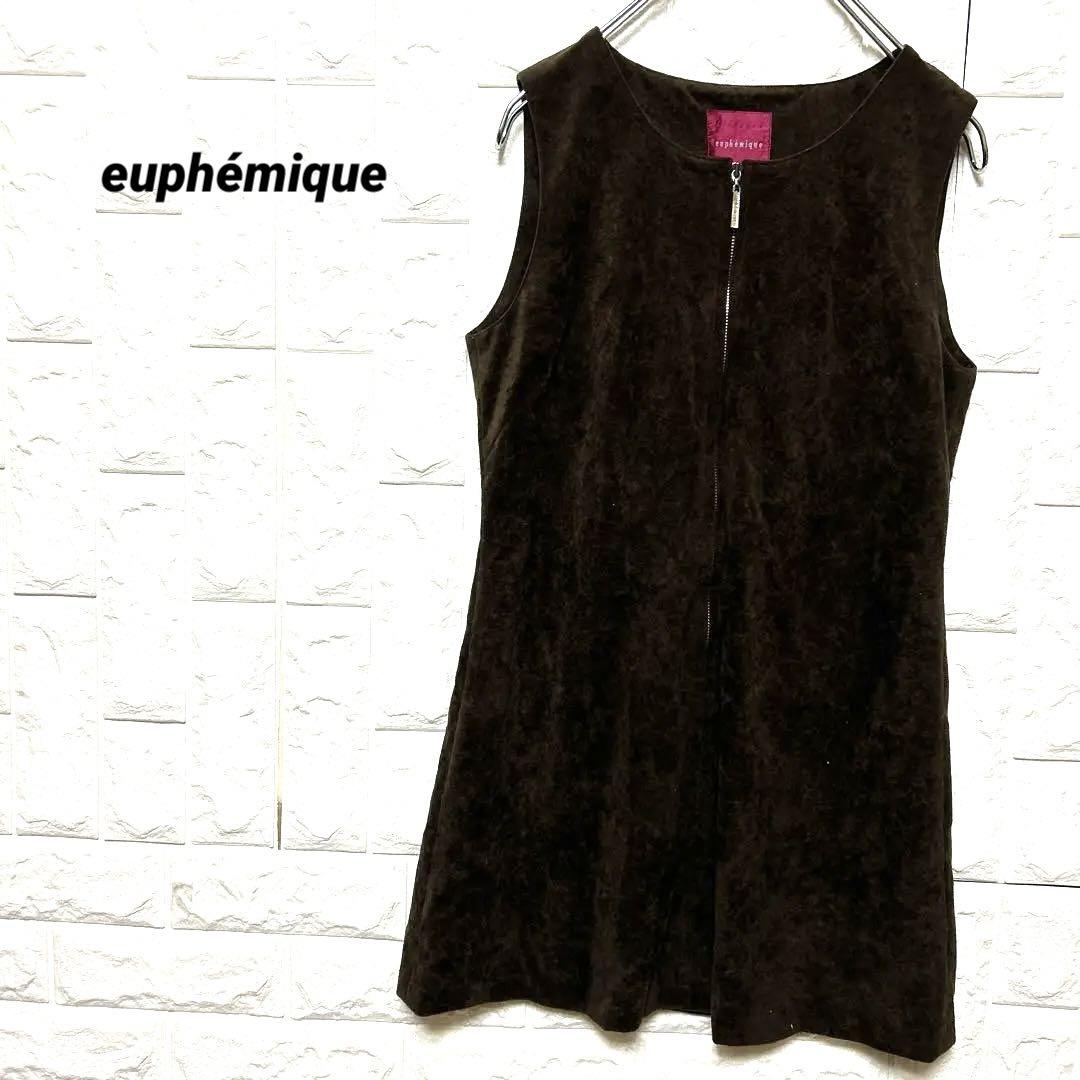 euphémique コーデュロイノースリーブミニワンピース ブラウンサイズM
