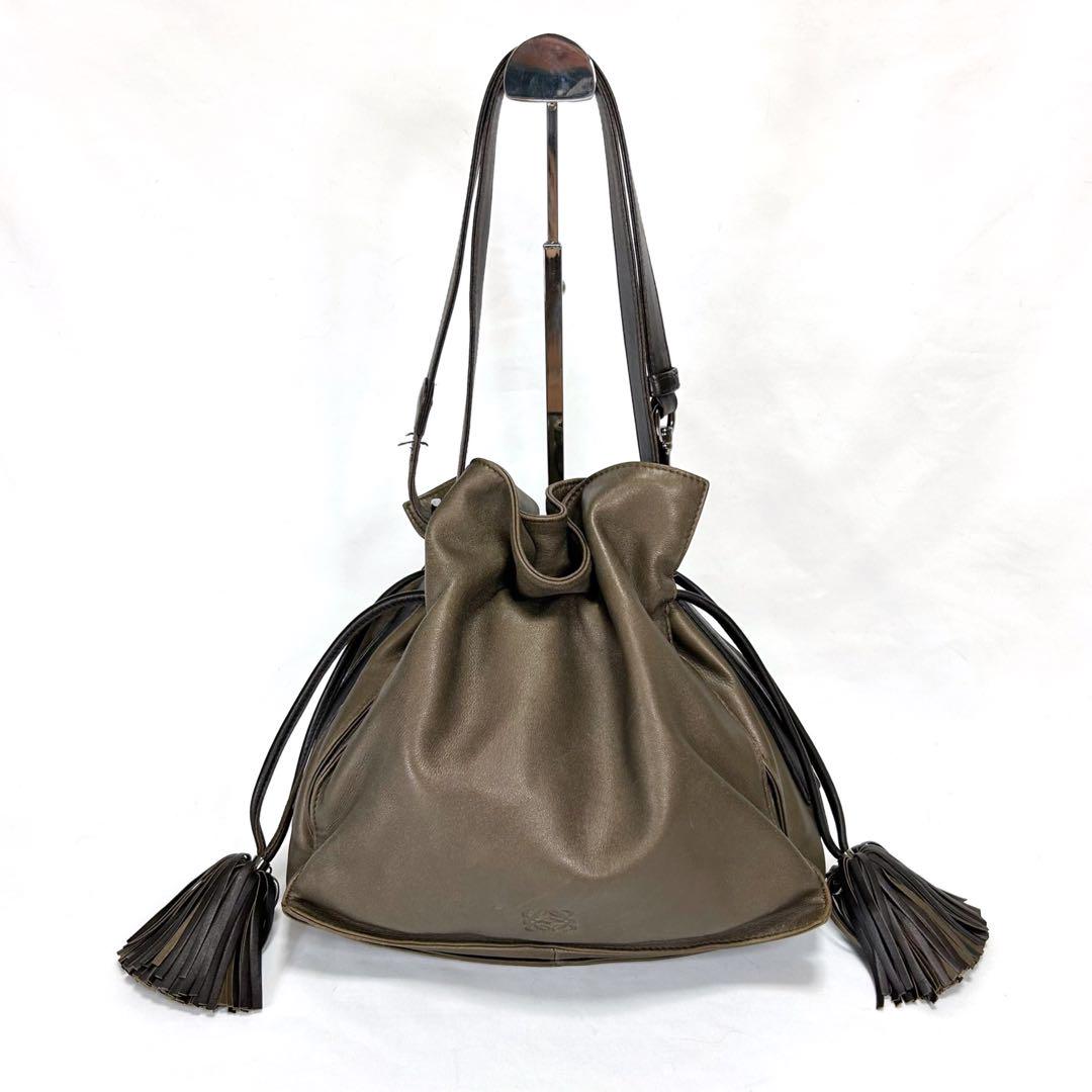 LOEWE ロエベ フラメンコ ショルダーバッグ レザー ゴールド ブロンズ 画像2