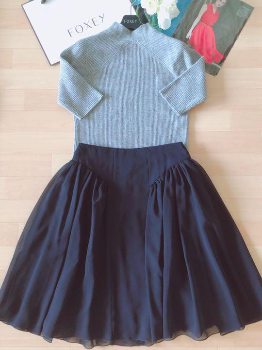 HOT品質保証 極美品 FOXEY リブ編み細見えニット 40 Rene flwPG-m32216106625 安い国産