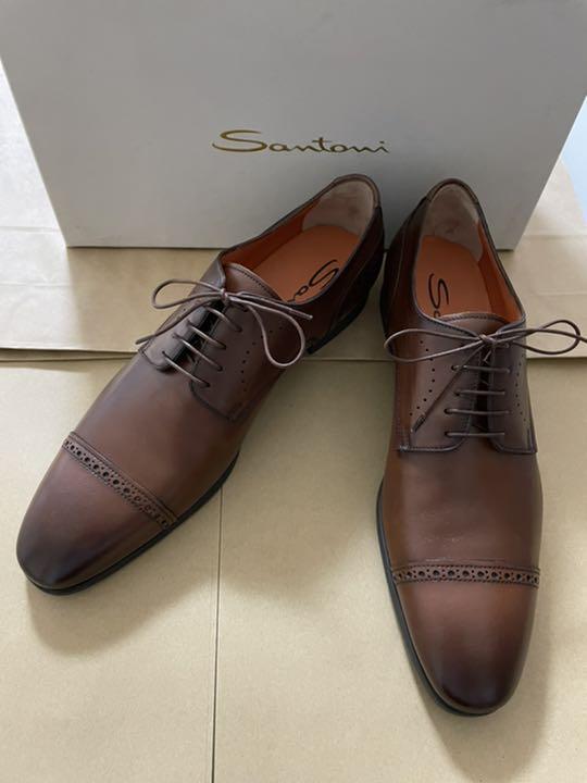 27.5cm日本初の新品 Santoni サントーニ 茶色 ブラウン ビジネス ...