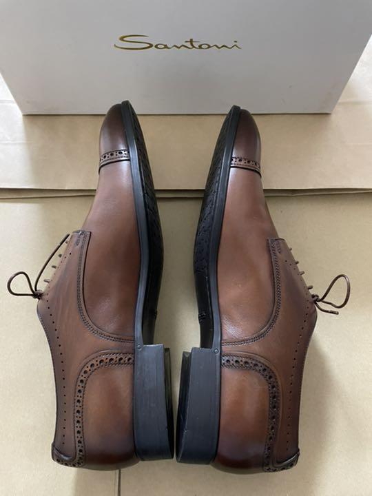 27.5cm日本初の新品 Santoni サントーニ 茶色 ブラウン ビジネス ...