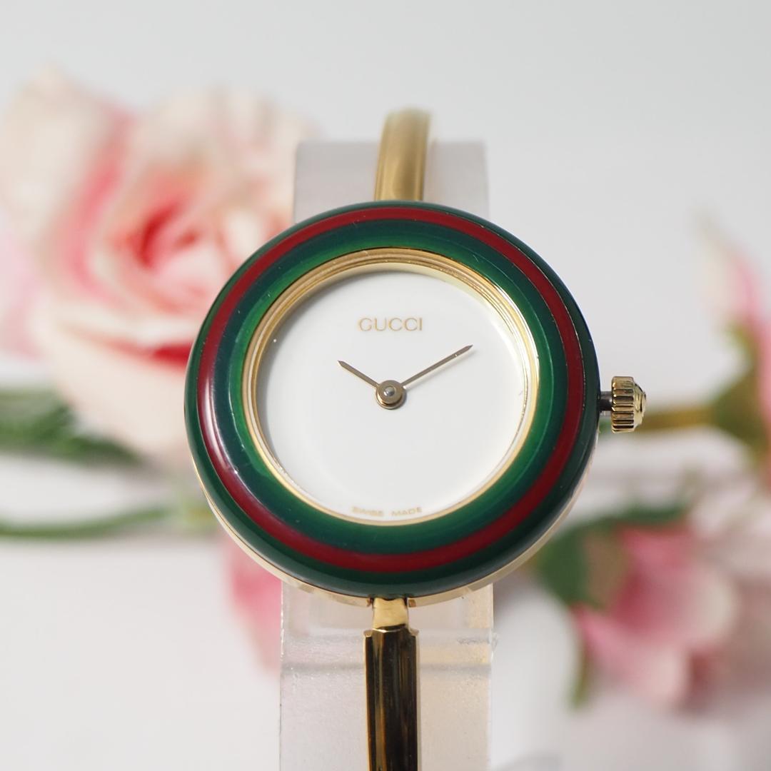 グッチ GUCCI チェンジベゼル バングルウォッチ レディース腕時計 F278