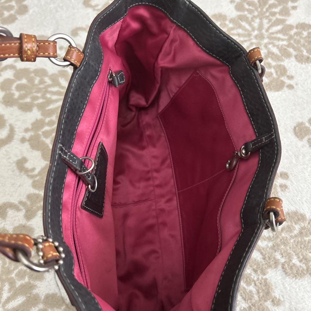 coach レザー 黒 ハンドバッグ フラップポケット