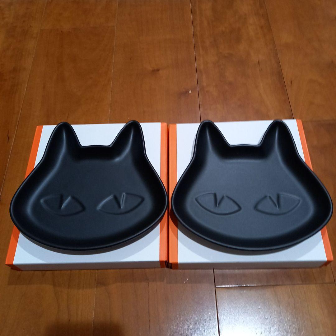 ル・クルーゼ ハロウィン キャットプレート19cm マットブラック 2枚セット