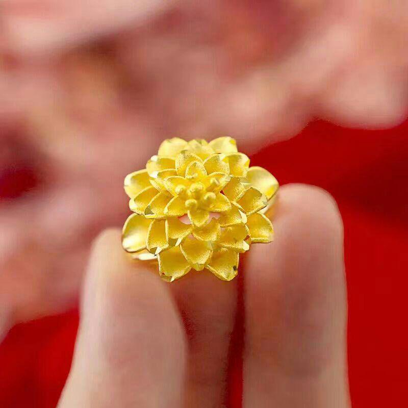 特典進呈 高級感 ゴールド99994 jbAZg-m32229322699 24K金イバラの花の指輪はサイズ調節可能 限定品安い