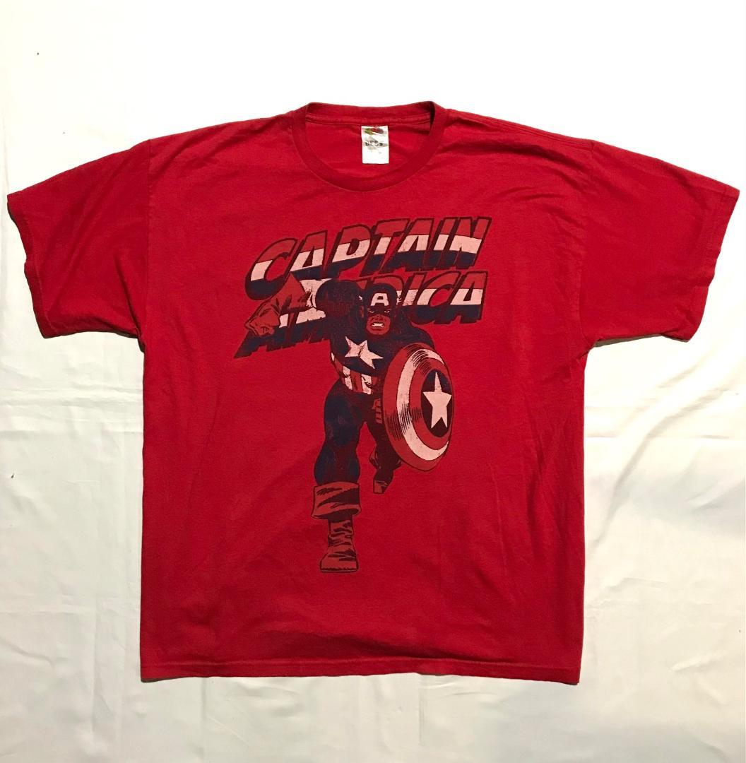 マーベル キャプテンアメリカ TシャツXL レッド MARVEL アメコミ