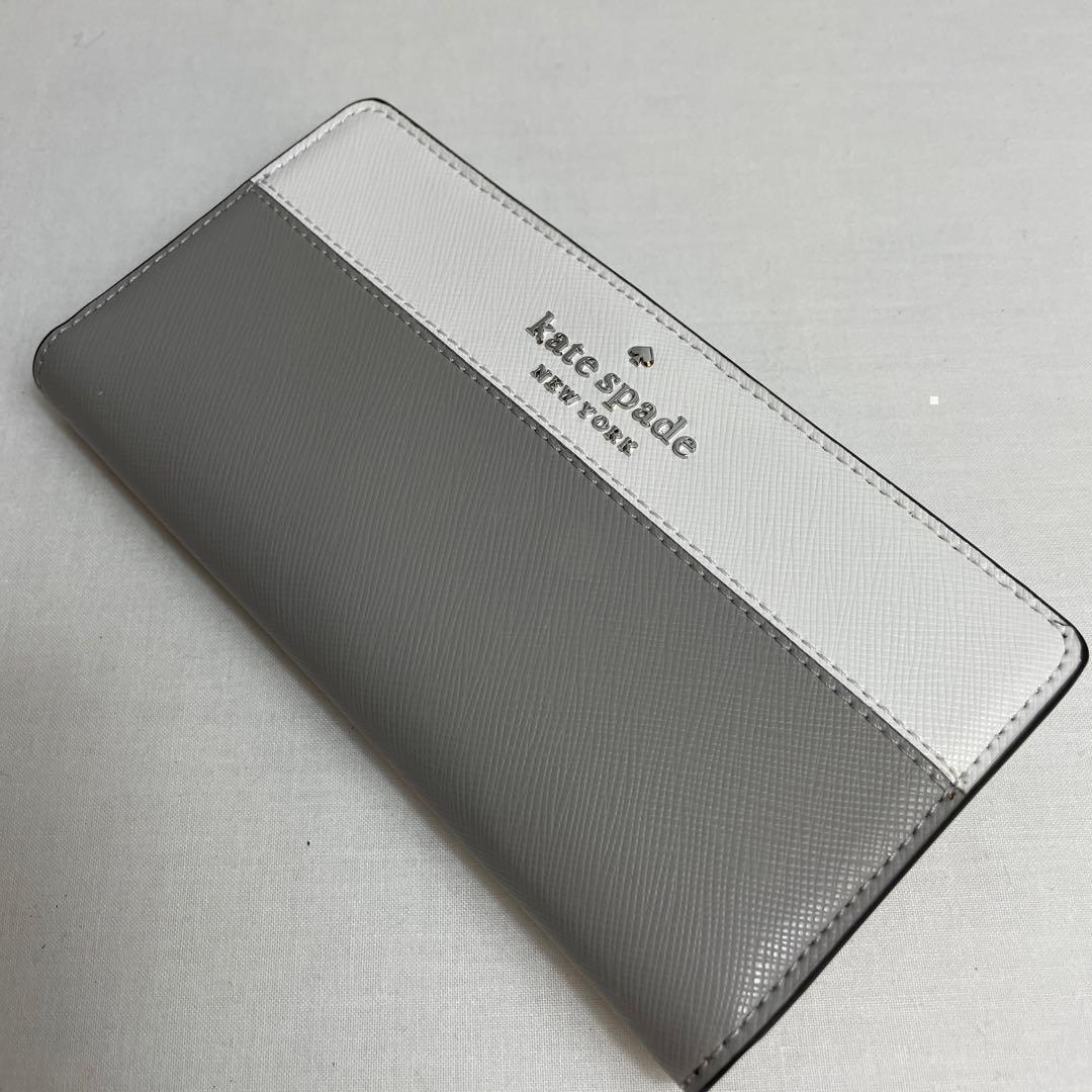 新品】ケイトスペードkate spade 折財布バイカラー 白グレー