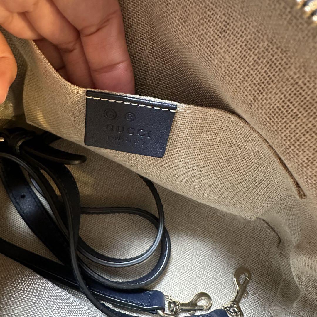 （美品）GUCCI グッチ　マイクロシマ　2way ショルダーバッグ ネイビー