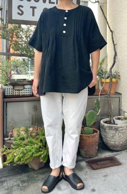 ウーヴェル　アンティークナインテリネン琴平炊加工2wayブラウス