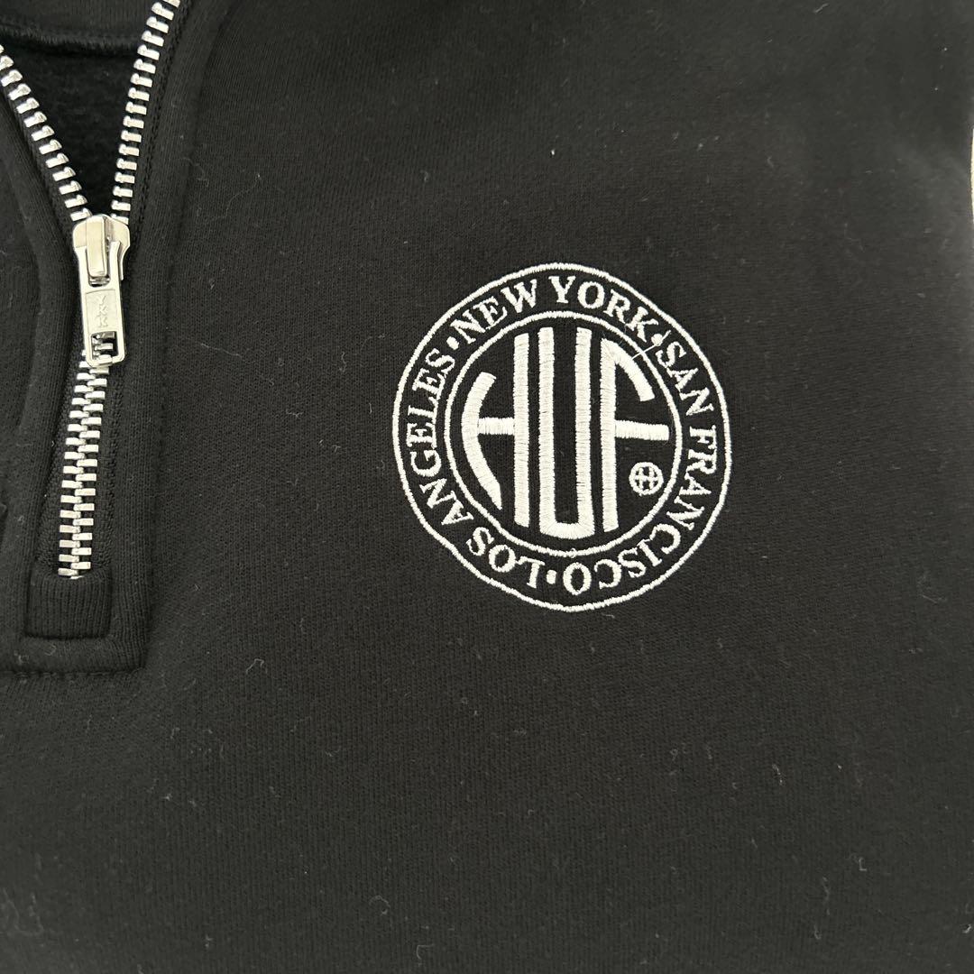 HUFハーフジップ　ブラック　M