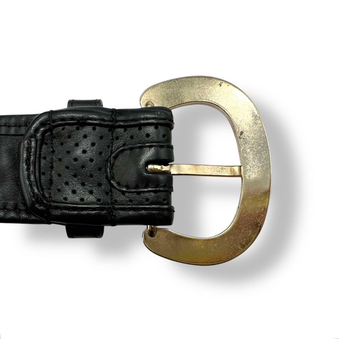 エンポリオアルマーニ パンチング レザー ベルト ブラック シルバー スタッズ エンポリオアルマーニ パンチング レザー ベルト ブラック シルバー スタッズ