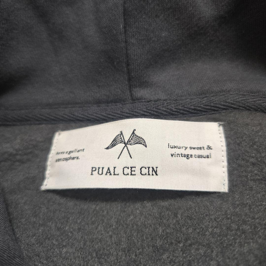■完売品■PUAL CE CIN 裏起毛ロゴプリントパーカー チャコール■ □完売品□PUAL CE CIN 裏起毛ロゴプリントパーカー チャコール
