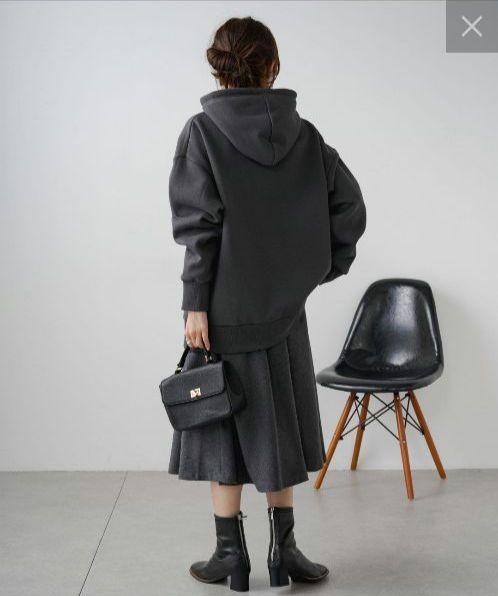 □完売品□PUAL CE CIN 裏起毛ロゴプリントパーカー チャコール