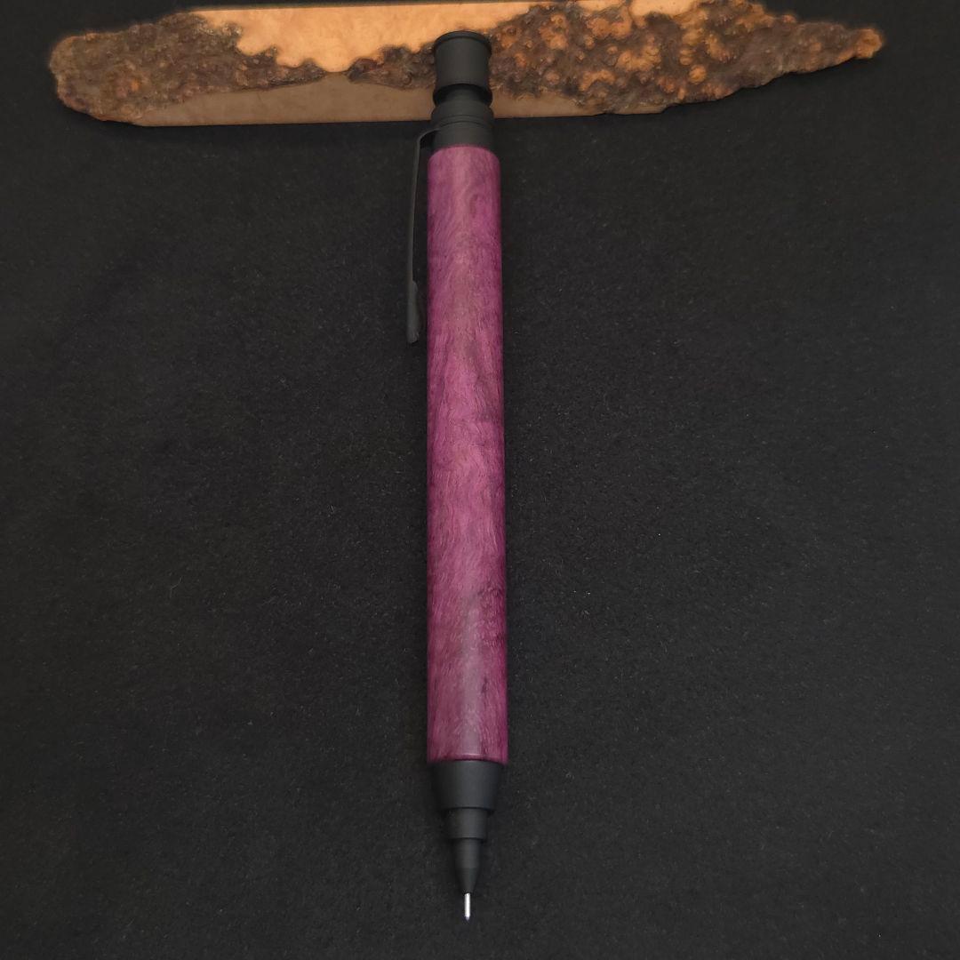 No.04ハンドメイド製図用シャープペンMDS1木軸パープルハート縮み杢