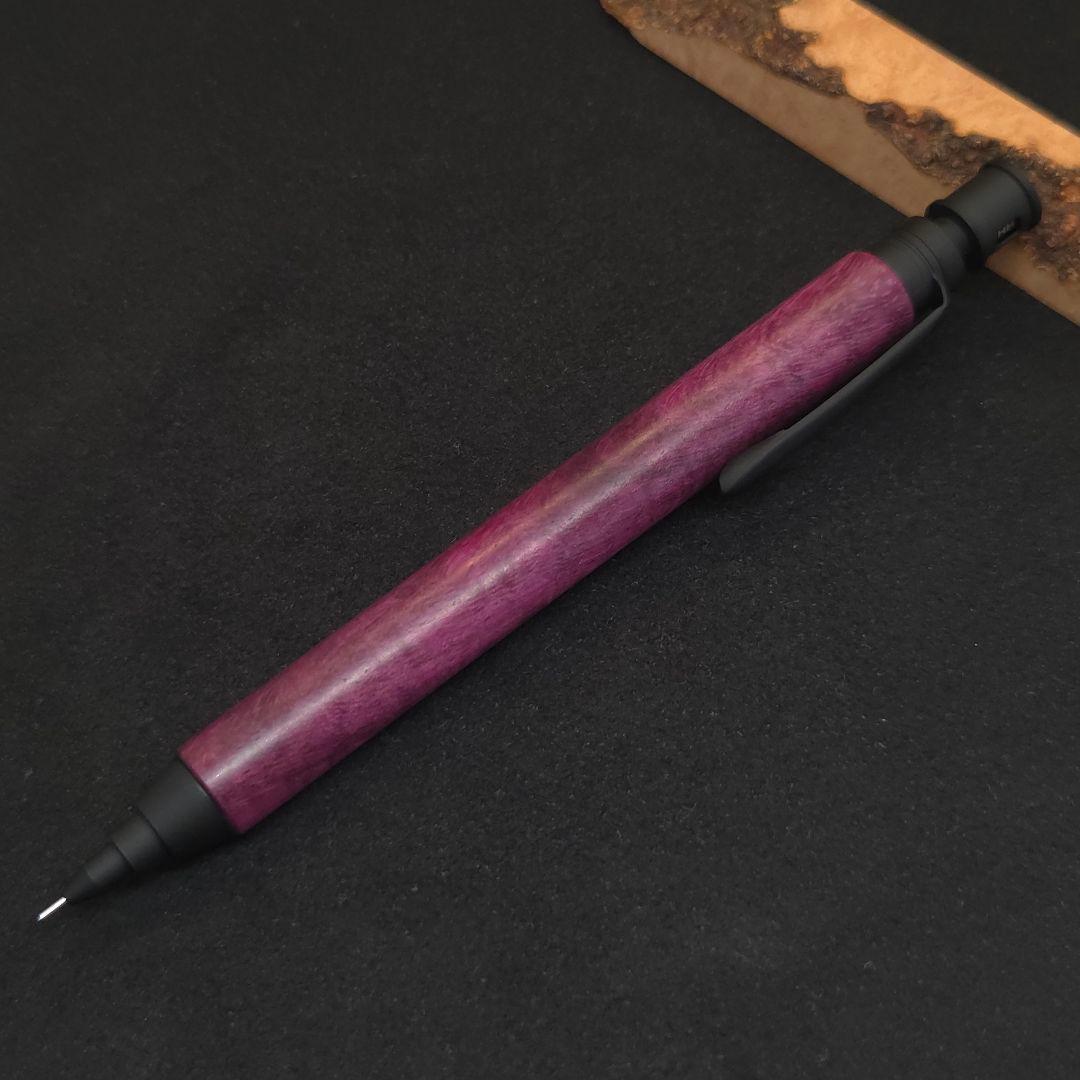 No.04ハンドメイド製図用シャープペンMDS1木軸パープルハート縮み杢 NEXPOTALLINN_EU