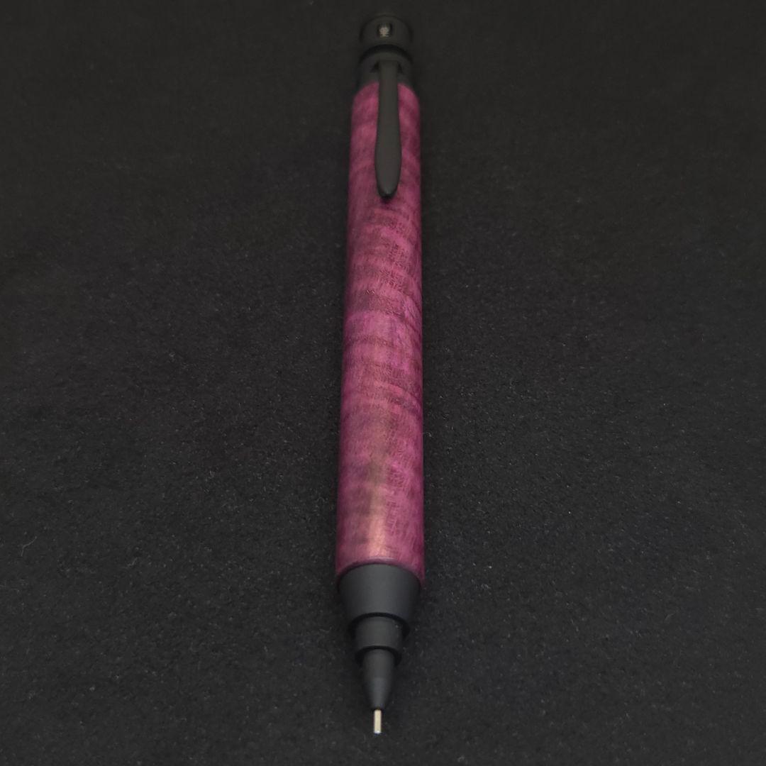 No.04ハンドメイド製図用シャープペンMDS1木軸パープルハート縮み杢