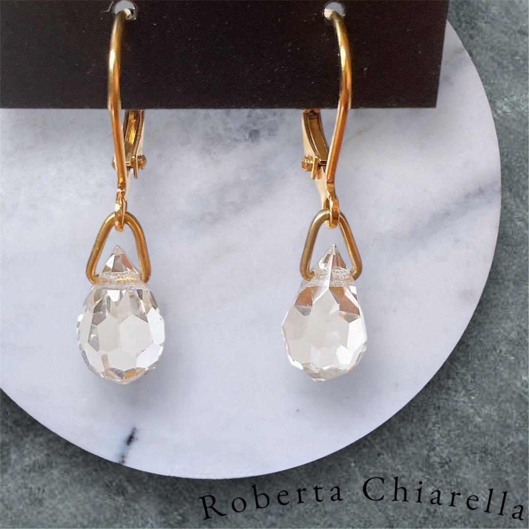 新品◇ロベルタチャレラ 上品耳元で揺れる ドロップピアス 22金