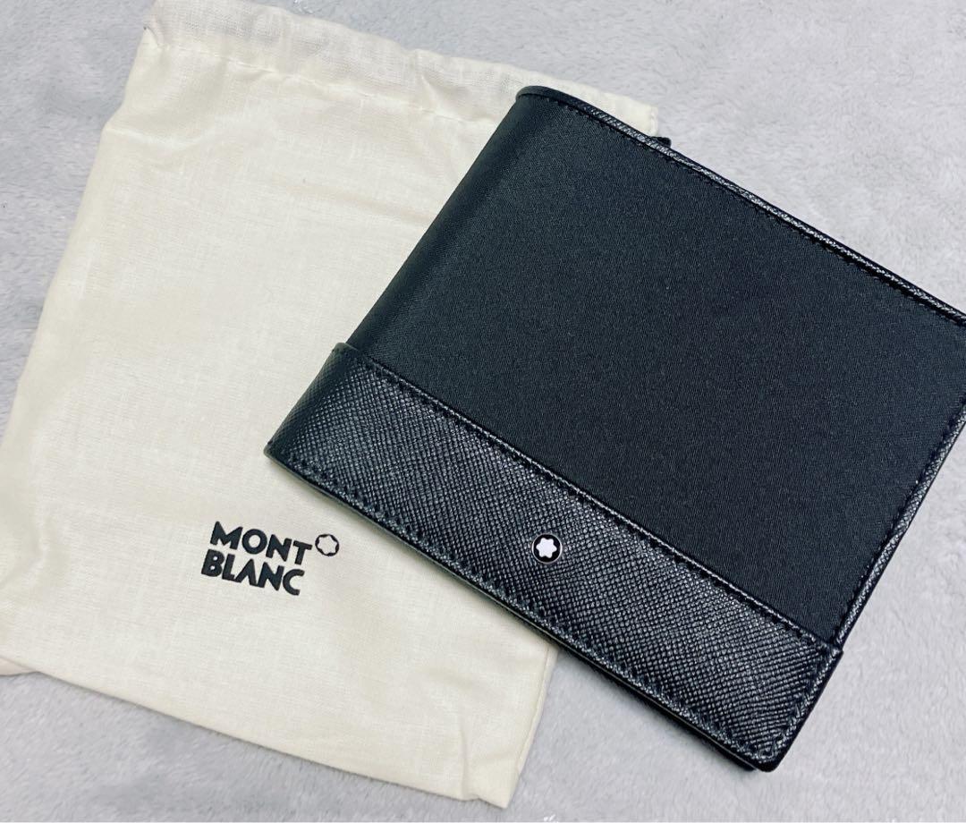 新品未使用 MONT BLANC 二つ折り財布 黒 ブラック 新品未使用 MONT BLANC 二つ折り財布 黒 ブラック