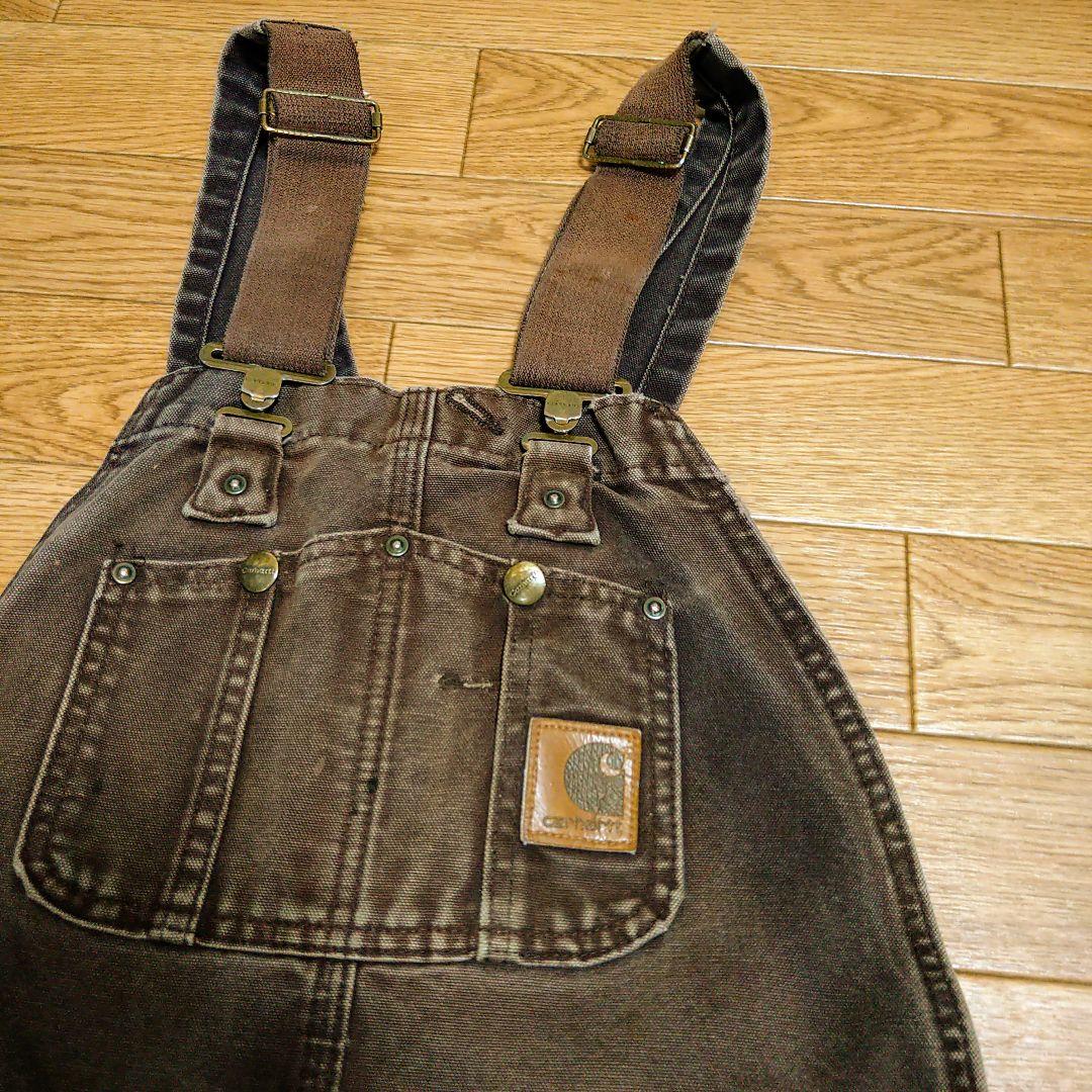 W34 L32 Carhartt ダブルニー ダック生地 革タグ オーバーオール