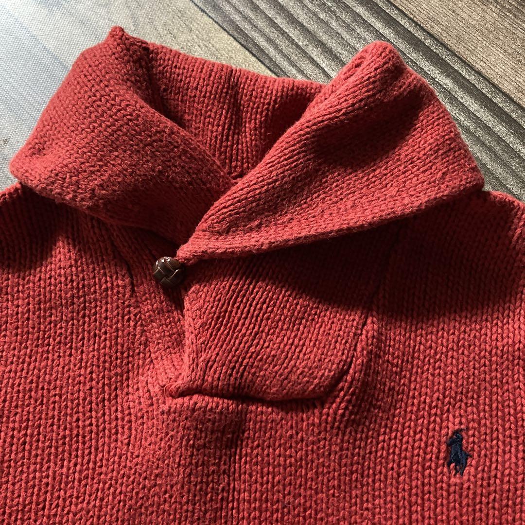 【ポロラルフローレン】ピマコットン ニット セーター　赤　175 Polo Ralph Lauren ピマコットン 襟付きニット セーター sizeL