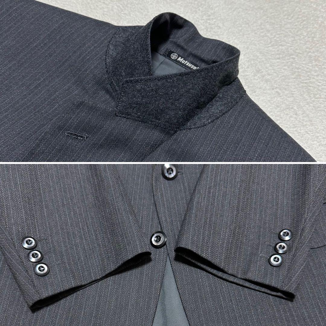 極美品 ダンヒル スリーピーススーツ ダークグレー XL ストライプ柄 美品 ダンヒル 英国製 3ピース ストライプ スーツ グレー L〜XL