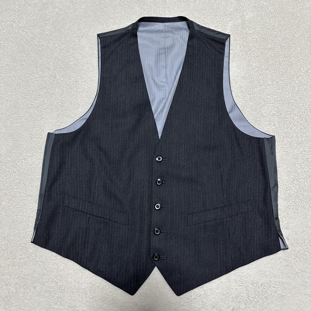 極美品 ダンヒル スリーピーススーツ ダークグレー XL ストライプ柄 美品 ダンヒル 英国製 3ピース ストライプ スーツ グレー L〜XL