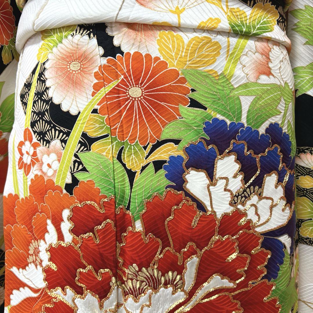 301 振袖フルセット 正絹 薄橙 オレンジ クリームイエロー 金彩 駒刺繍 301 振袖フルセット 正絹 薄橙 オレンジ クリームイエロー 金彩