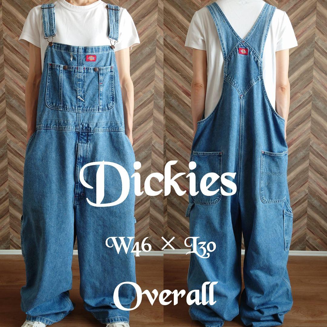 Dickies デニムオーバーオール/サロペット/古着/実寸W46L30