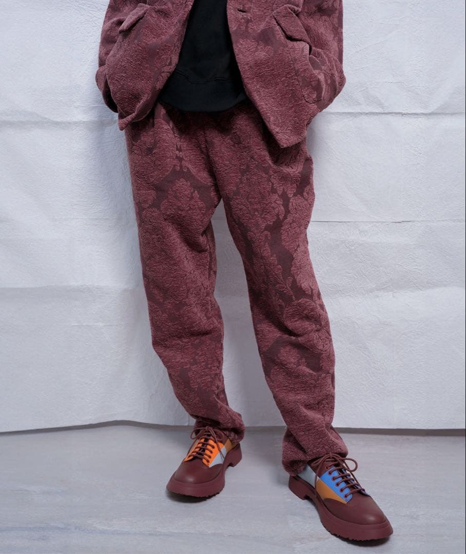 ★美品　バーガンディ ワイン　パンツ　メンズ　　ゴブラン　ジャガード織