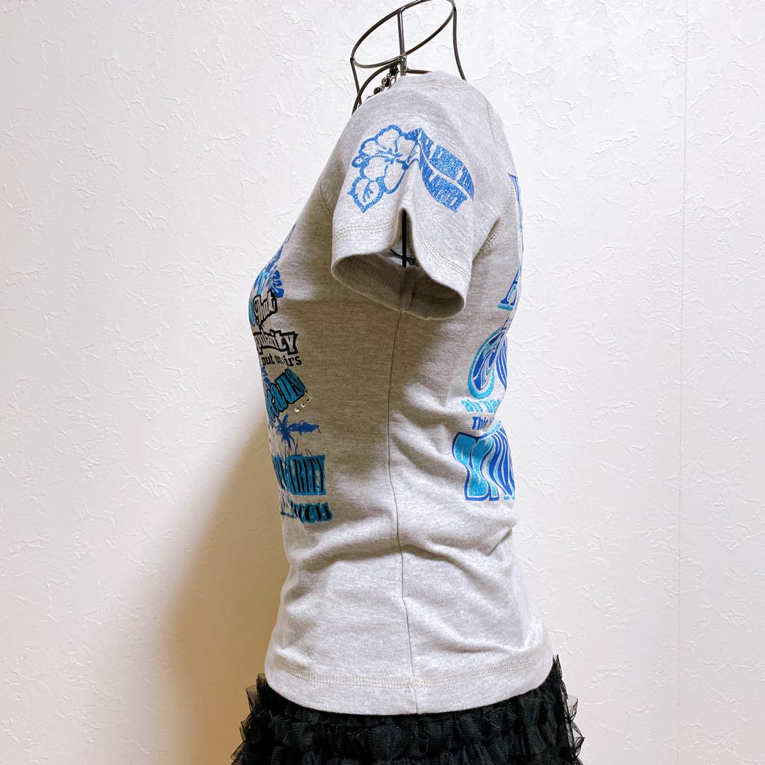 Tシャツ ピチT ハイビスカス 平成ギャル y2k サーフ フェアリー