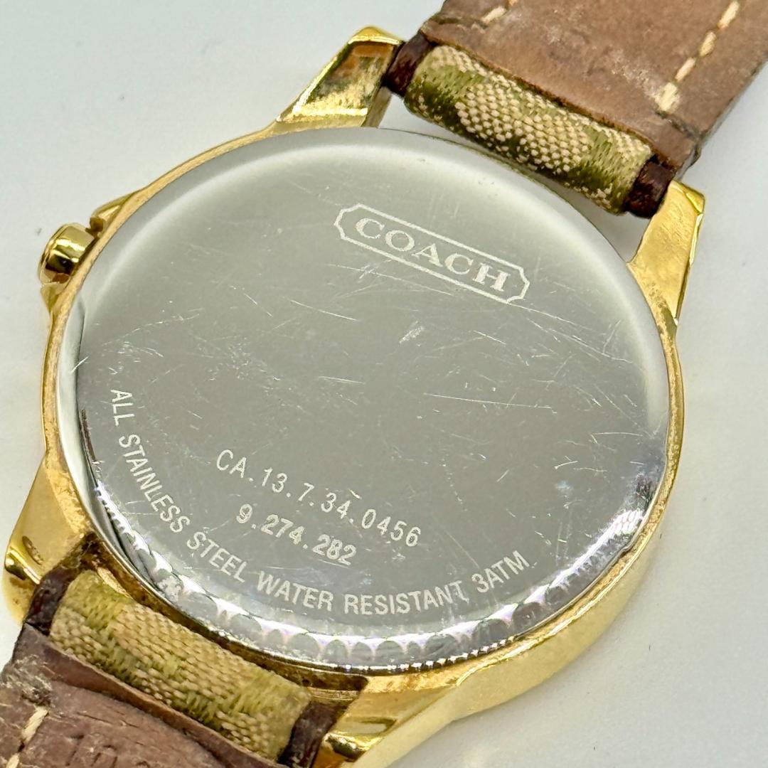 美品 稼働品 COACH コーチ 腕時計 シグネチャー シルバー文字盤 箱付き 稼働品 COACH コーチ 腕時計 デイト シグネチャー シルバー文字