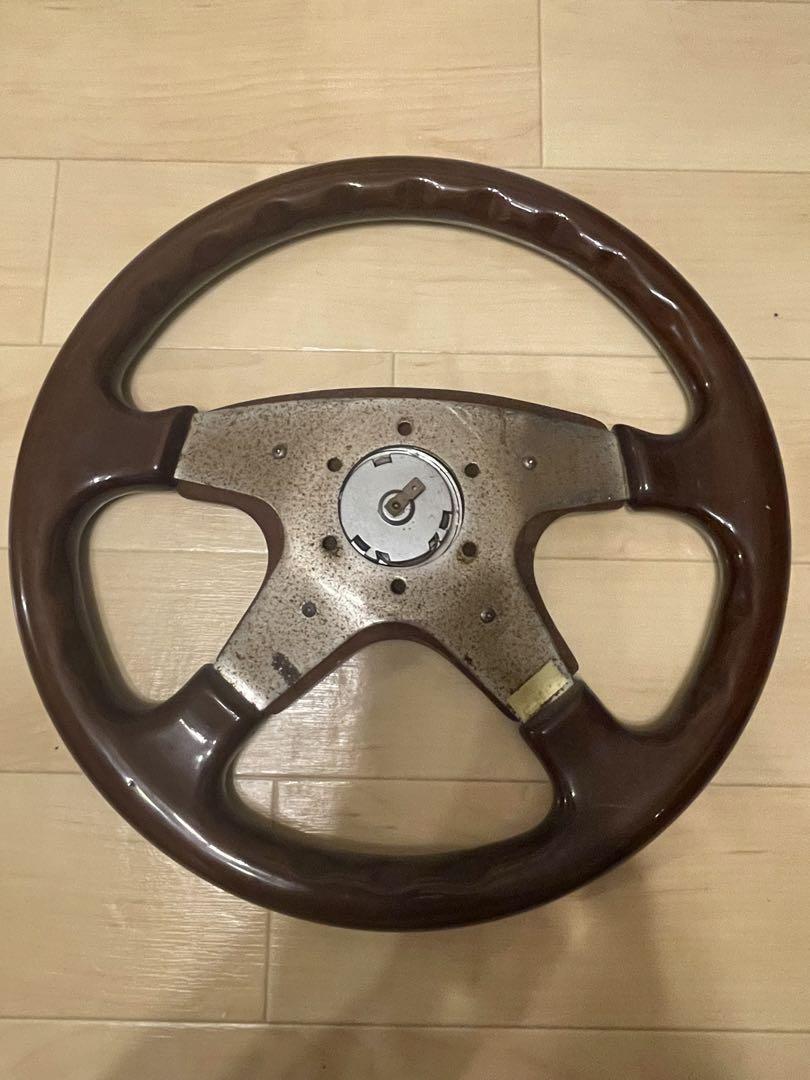 ウッドステアリング/35cm/ハンドル/旧車/レトロ/車