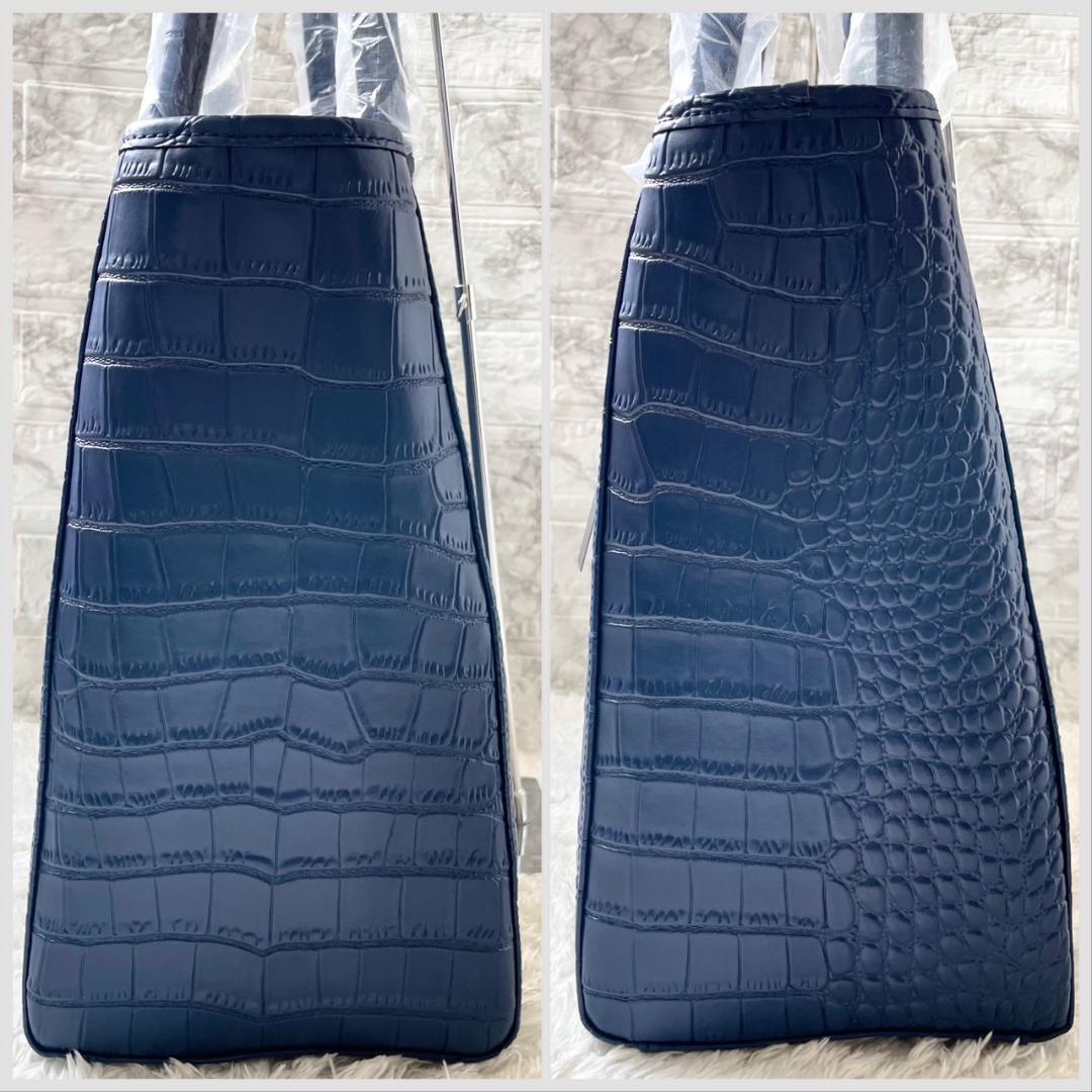 未使用タグ付き✨テットオム クロコ トートバッグ ブルー A4可