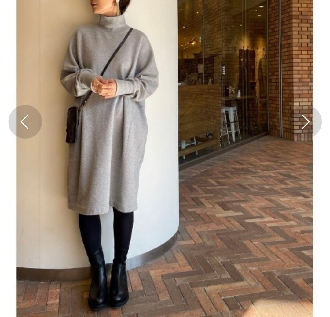 ビアズリー ハイネック ワンピース 裏起毛 スウェット グレー SIZE BEARDSLEY DECORATOM_COM_BR