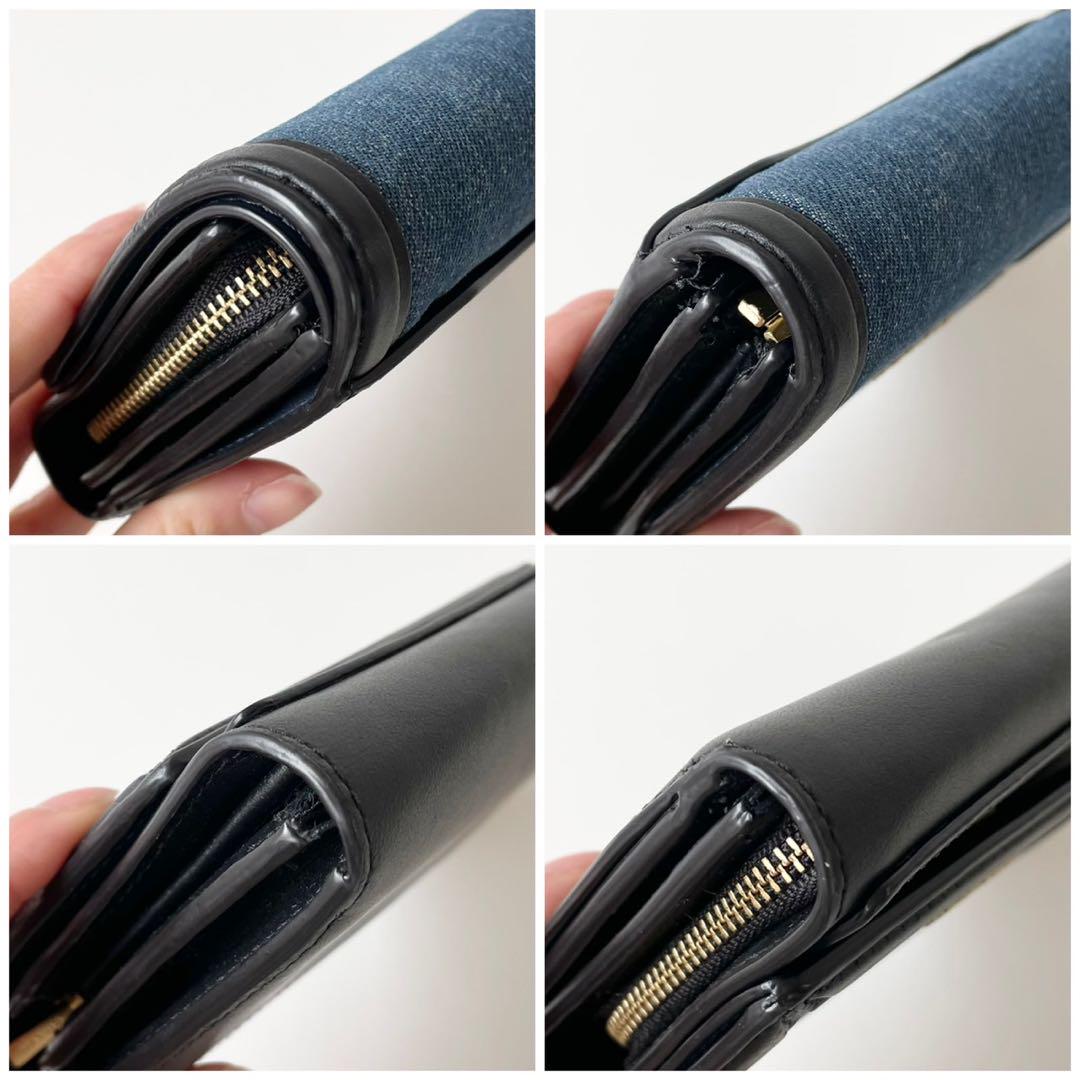 【完売】  新品・保管品】COACH 人気☆ デニム 二つ折り財布 フラップ 小物